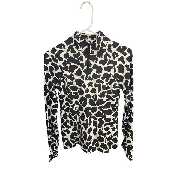 Black & White Tops - tzu tzu golf Three-Quarter Zip Long Sleeve Polo Size Medium Black-And-White